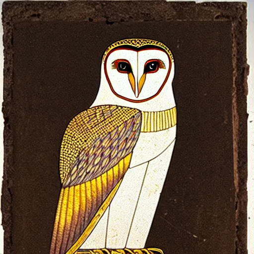 Image similar to barn owl, ancient egyptian art