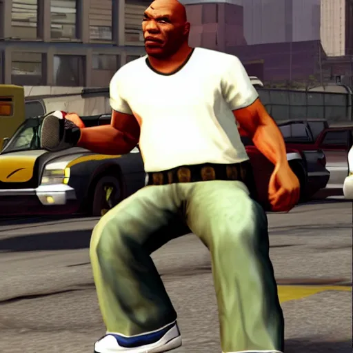 Prompt: Mike Tyson in the game Grand Theft Auto San Andreas