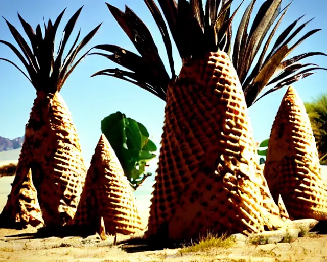 Image similar to wise zule elder has a sharp line of teeth. the zule tribal warrior like ice cream cones. sunny scene in southern california.