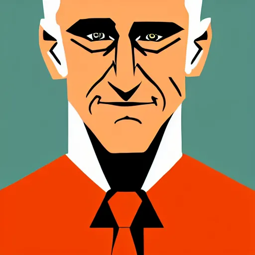 Prompt: digital portrait of secretary of denis mcdonough face with featureless eyes, cover art of graphic novel, evil laugh, menacing, Machiavellian puppetmaster, villain, simple style, solid colors, clean lines, clean ink, trending on artstation