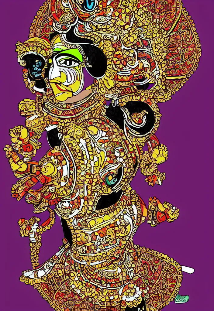 Prompt: kathakali illustration style digital art