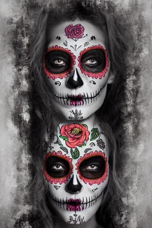 Image similar to Illustration of a sugar skull day of the dead girl, art by Michal Karcz