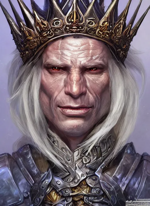 Prompt: goblin king wearing crown, ultra detailed fantasy, dndbeyond, bright, colourful, realistic, dnd character portrait, full body, pathfinder, pinterest, art by ralph horsley, dnd, rpg, lotr game design fanart by concept art, behance hd, artstation, deviantart, hdr render in unreal engine 5