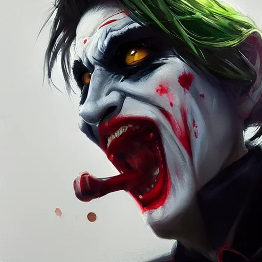 Prompt: joker, paint by Wenjun Lin