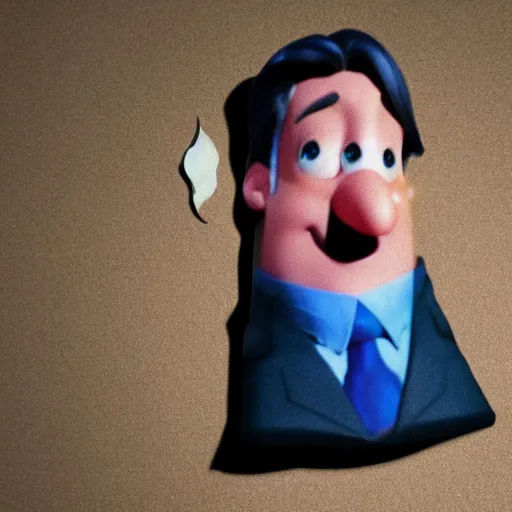 Image similar to photo of [ a single salted french fry chip ] shaped like that looks like stephen fry as a pixar character hybrid intercross mix cinematic lighting