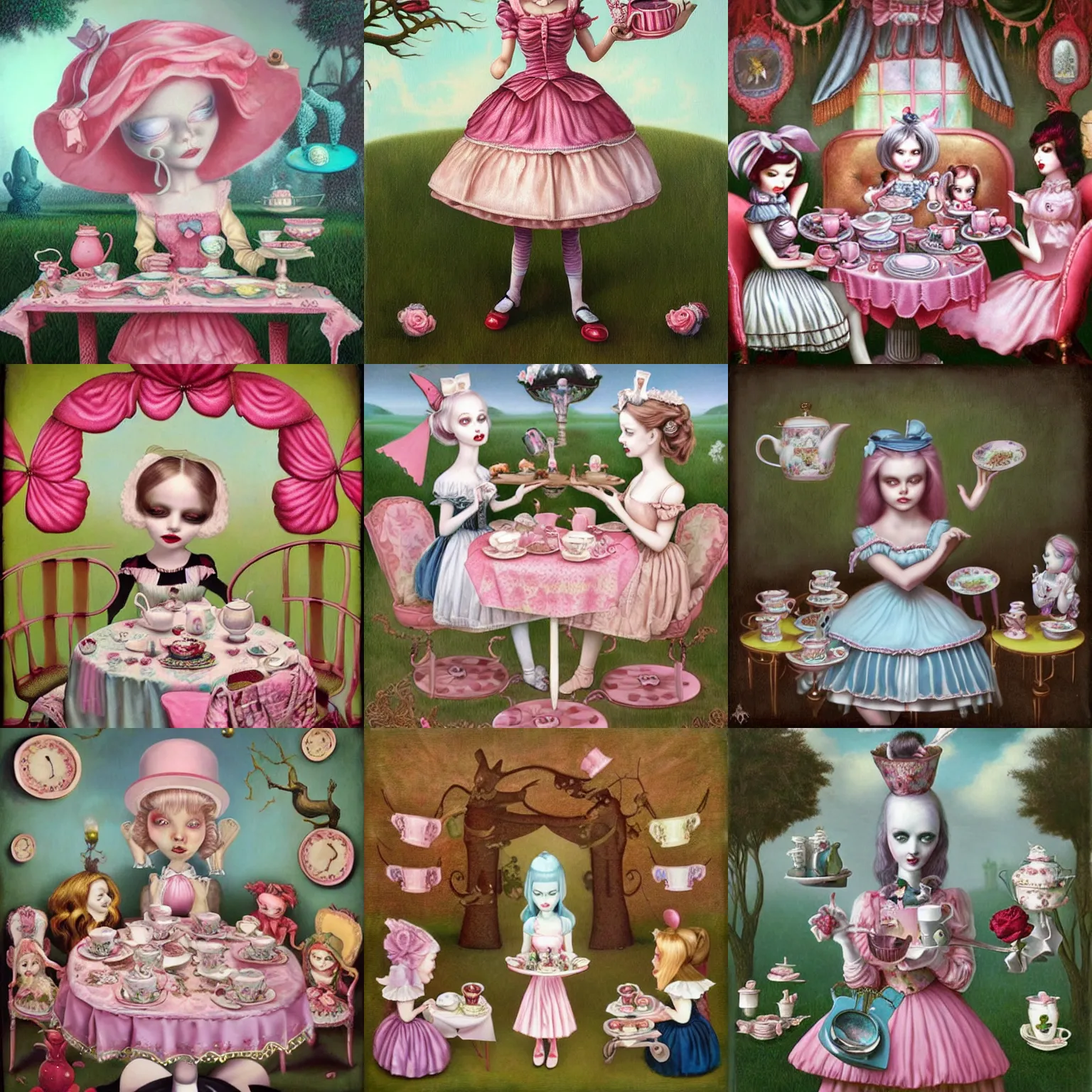 Prompt: alice tea party by mark ryden