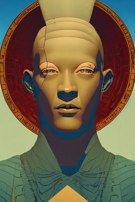 Image similar to poster artwork by michael whelan and tomer hanuka, a portrait of osiris, clean