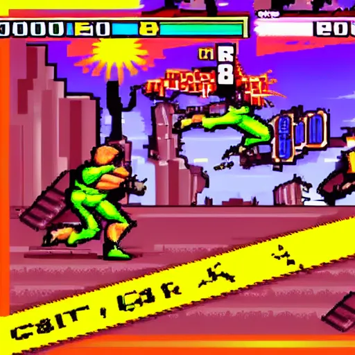 Image similar to “screenshot of a 90’s beat ‘em up arcade game”