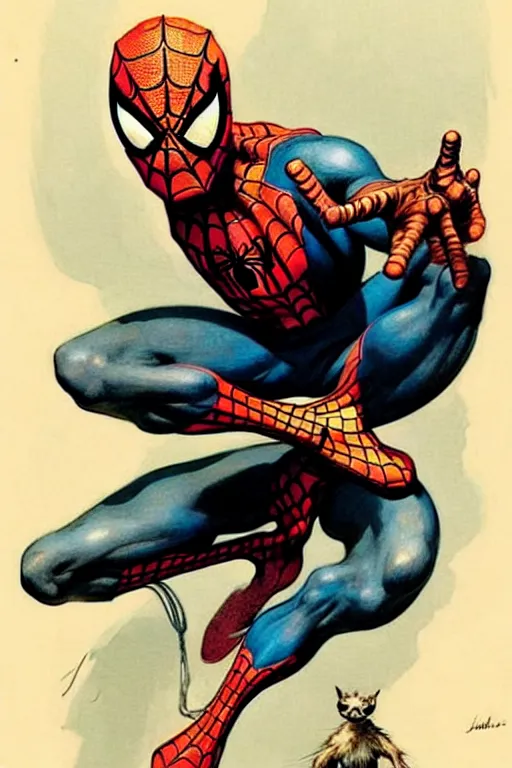 Image similar to (((((1950s spiderman))))) by Jean-Baptiste Monge !!!!!!!!!!!!!!!!!!!!!!!!!!!