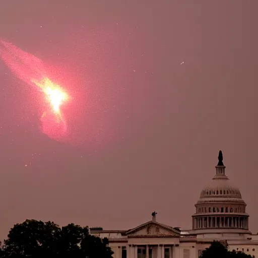 Image similar to fiery asteroid hitting washington dc