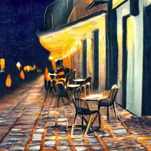 Vincent van Gogh - Cafe Terrace at Night - Dripping Watercolor Remake Art  Version by Vincent van Gogh