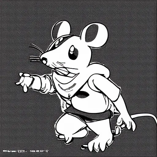 Image similar to mouse, illustrated by mato and ken sugimori, manga, black and white illustration