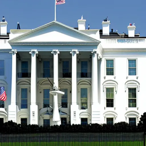 Prompt: Gzuz in front of the White House