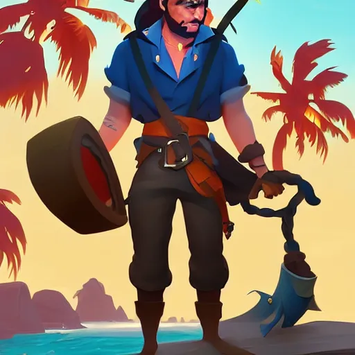 Image similar to painting jack the pirate on sea of thieves game avatar hero smooth face median photoshop filter cutout vector behance hd by jesper ejsing, by rhads, makoto shinkai and lois van baarle, ilya kuvshinov, rossdraws, illustration, art by ilya kuvshinov and gustav klimt