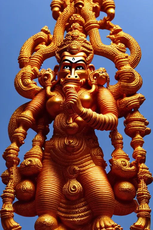 Image similar to high quality 3 d baroque biomorphic hanuman! buildings in mumbai!! centre, highly detailed, cinematic smooth, berenice abbott & john j. park, dramatic morning light, wide shot, high angle, uhd 8 k, sharp focus