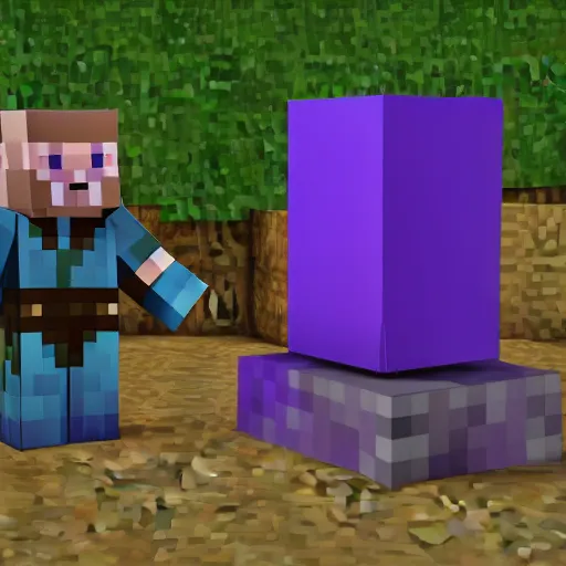 Image similar to thanos playing minecraft survival mode on an xbox,