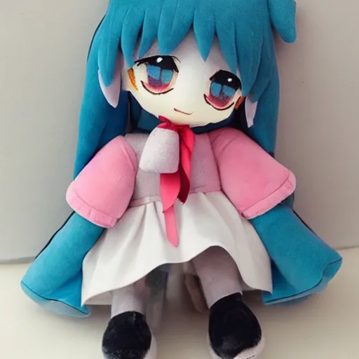 Image similar to cute fumo plush of the quiet girl who knows all the gossip in town