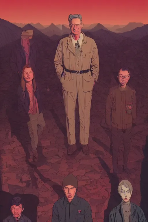 Prompt: Twin Peaks comic poster cover artwork by Tomer Hanuka, Michael Whelan, Patryk Hardziej, Makoto Shinkai and thomas kinkade, by Gregory Crewdson, Matte painting, trending on artstation and unreal engine