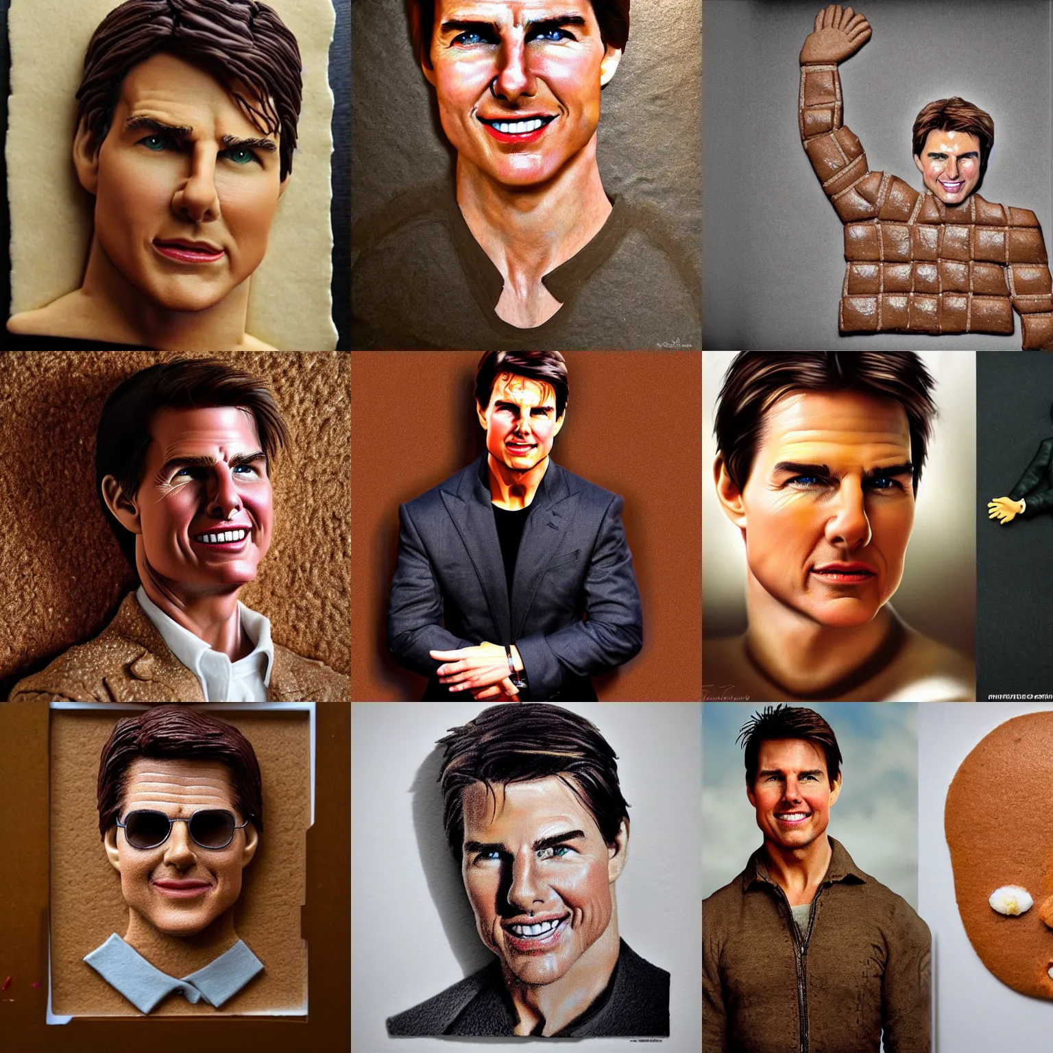 Prompt: tom cruise made of gingerbread, hyper realistic, photography, portrait