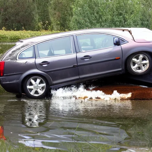 Prompt: car sinking