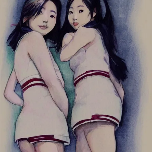 Prompt: a perfect, realistic professional digital sketch of a Japanese schoolgirls posing in a luxury hotel room, style of Marvel, full length, by pen and watercolor, by a professional American senior artist on ArtStation, a high-quality hollywood-style sketch, on high-quality paper