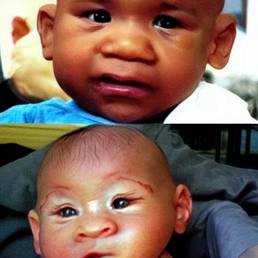 Prompt: a baby with mike tyson's face.