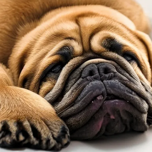 Image similar to extremely obese dog lying on its back,