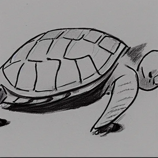 Image similar to milt kahl sketch of a cartoon turtle