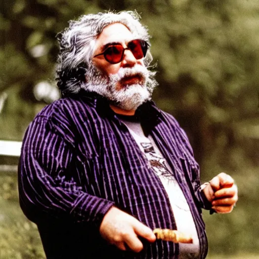 Image similar to jerry garcia smoking a fat joint