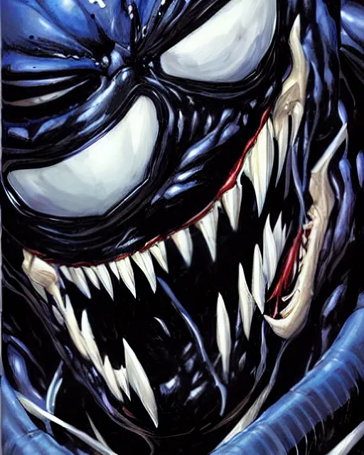 Prompt: a portrait of Venom by Javier Garron, Clayton Crain and Gerardo Sandoval