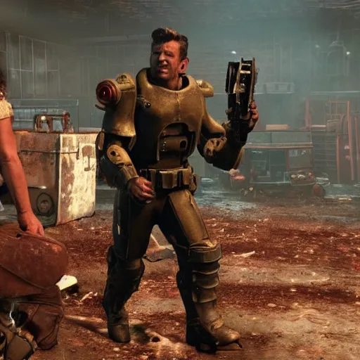 Image similar to still film from the movie fallout 4 : the movie by michael bay