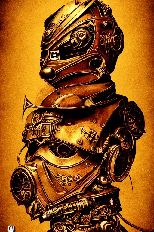 Image similar to steampunk helmet fantasy art mask robot ninja stylized digital illustration sharp focus, elegant intricate digital painting artstation concept art global illumination ray tracing advanced technology chaykin howard and campionpascale and cooke darwyn and davis jack