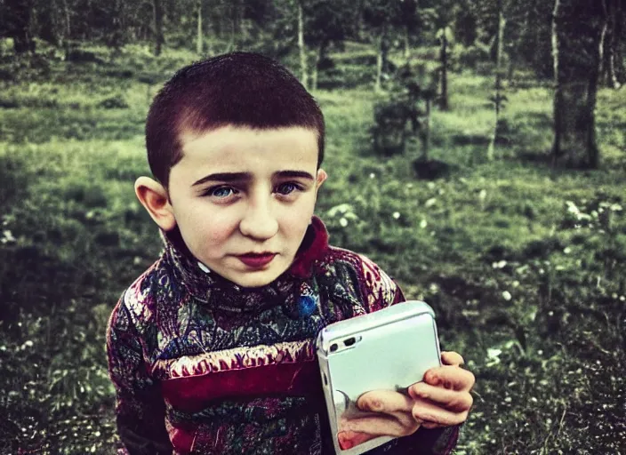 Prompt: hasbulla magomedov, dagestan kid in the postsoviet suburbia, iphone detailed photo, instagram