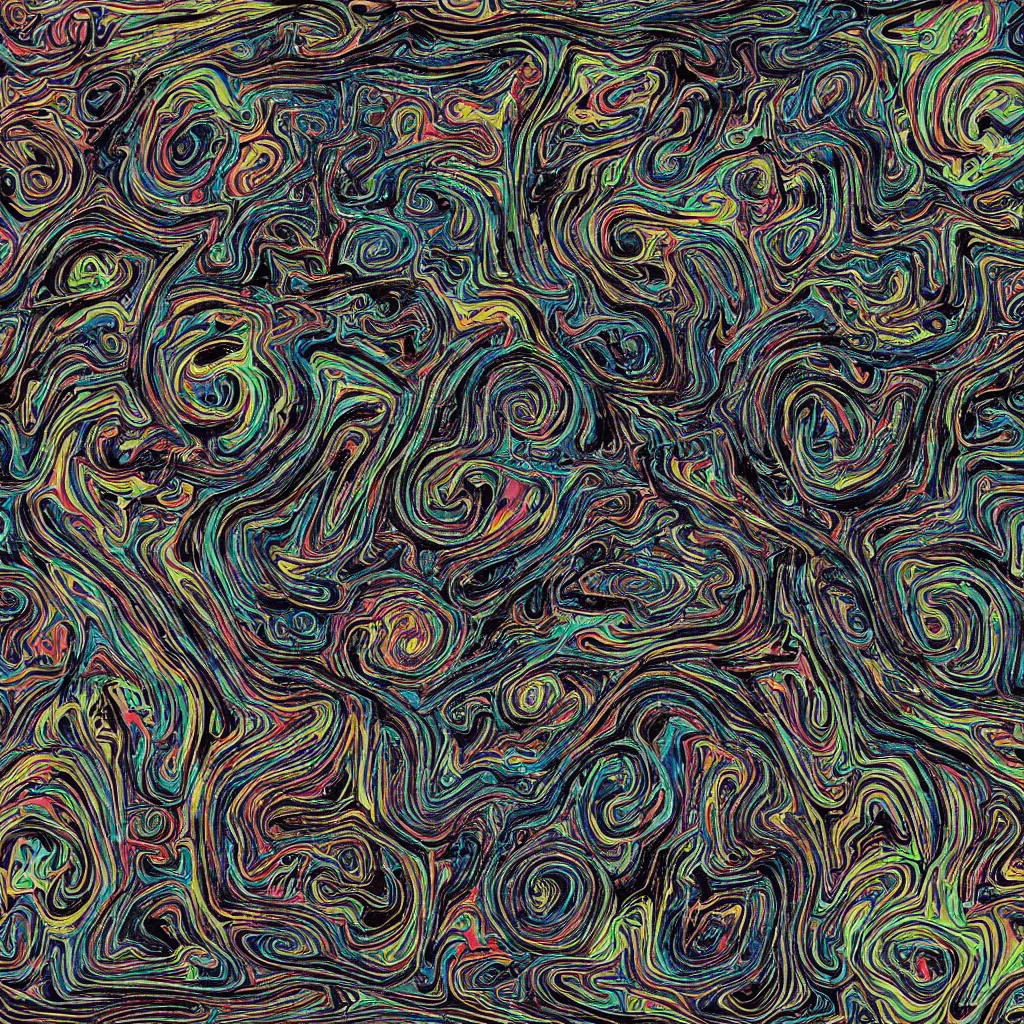 Image similar to colorful topo camo, swirls, technical, acrylic, eyes, teeth, death metal, eerie, tribal, clay, dotting, lines, stipple, points, cybernetic, style of old painting, francis bacon art, sleep paralysis, hypnosis, eerie, terror, oil, neon, black and white, color splotches, colorful dots, ominous, abstract