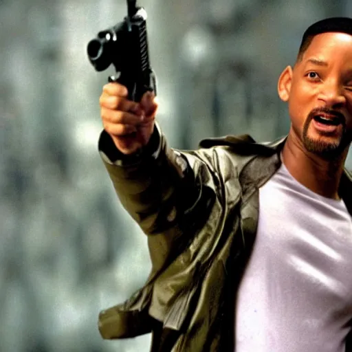 Prompt: Will Smith playing Neo in The Matrix (1999)