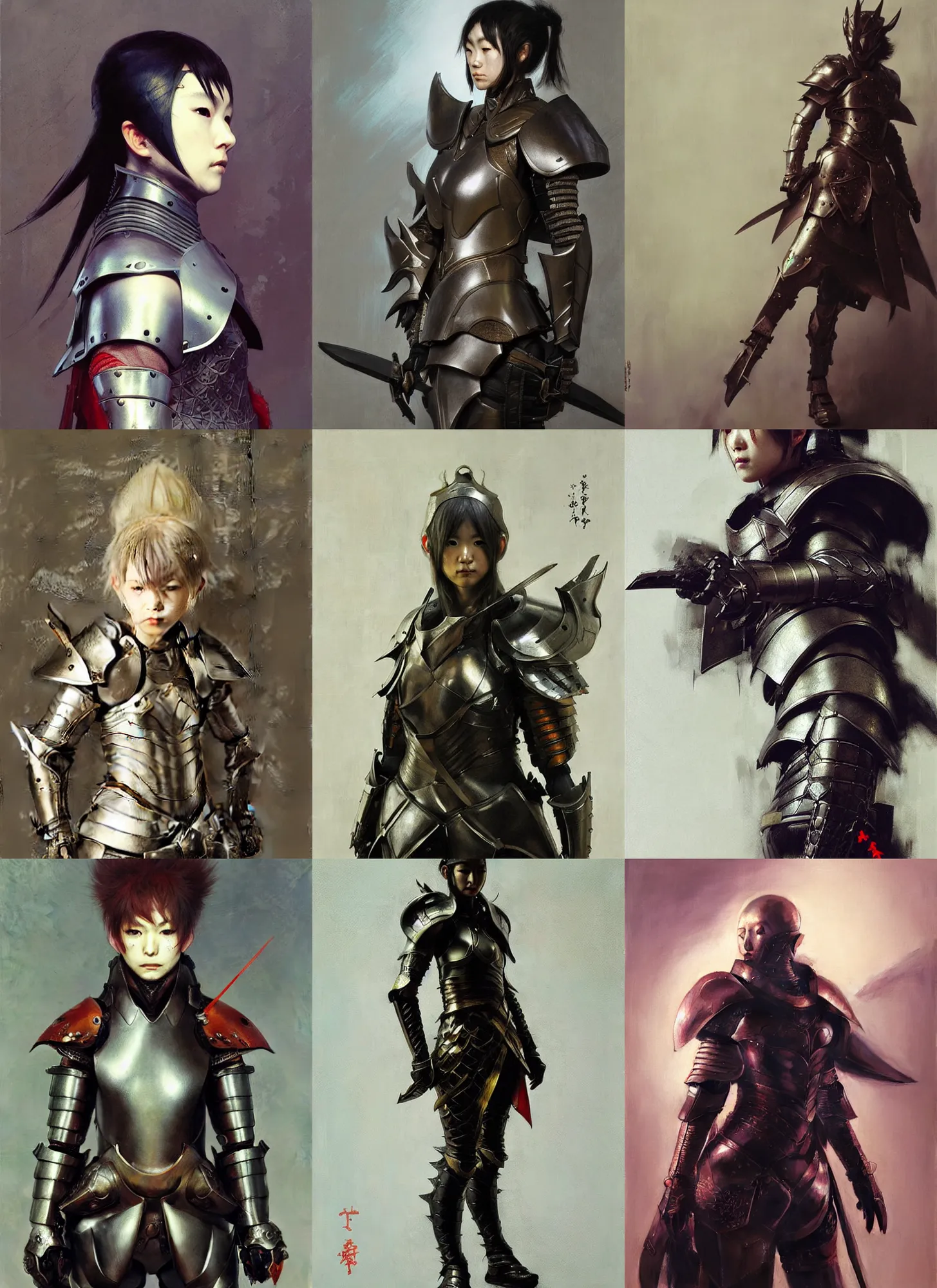 Prompt: fantastic art, chitose segusa wearing a tiny leather armor, by ruan jia