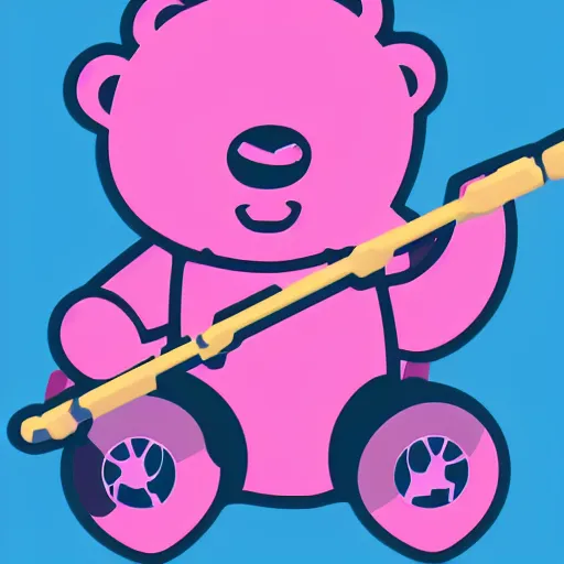 Image similar to iconic vector logo of cute cuddly pink bear with a podcast microphone, melodic, headphones, music, streaming, dreamy, isometric, adorable, octane render, golden ratio, 4k UHD, iconic design