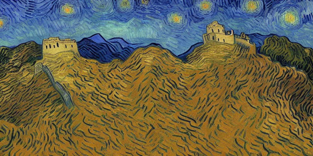 Image similar to the great wall, by vincent van gogh