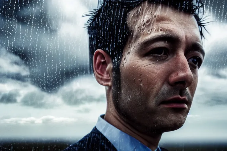 Prompt: an ultra realistic, cinematic, headshot portrait, of an airline pilot, wind, facial features, background of a vast serene airspace, with clouds and rain, detailed, deep focus, movie still, dramatic lighting, ray tracing, by michal karcz and yoshitaka amano