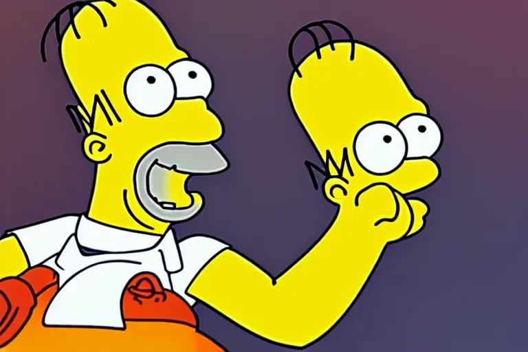 Prompt: Homer Simpson reacting to the crash of Bitcoin, CryEngine