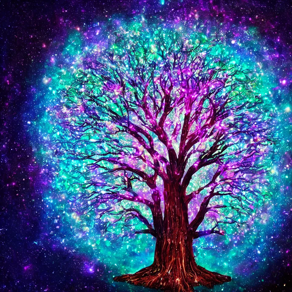 Prompt: cosmic tree of life made of stars, cinematic, trending on artstation, low level, 4K UHD image,