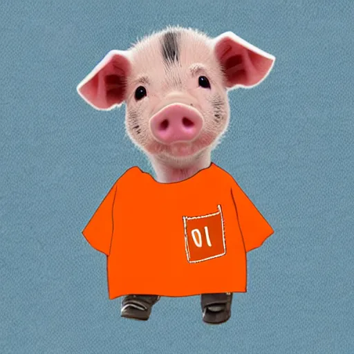 Image similar to cute mini pig using orange inmate clothes