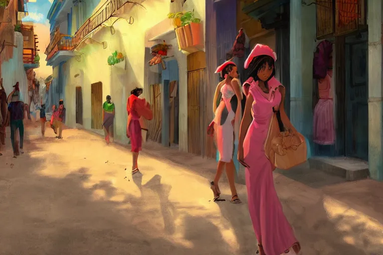 Prompt: concept art, painting of cuban women in havana, digital anime art, good lighting,