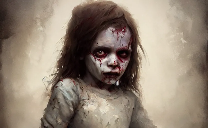 Image similar to a beautiful photo zombie kid, hyper realistic, natural light, concept art, by greg rutkowski, cozy atmospheric and cinematic lighting