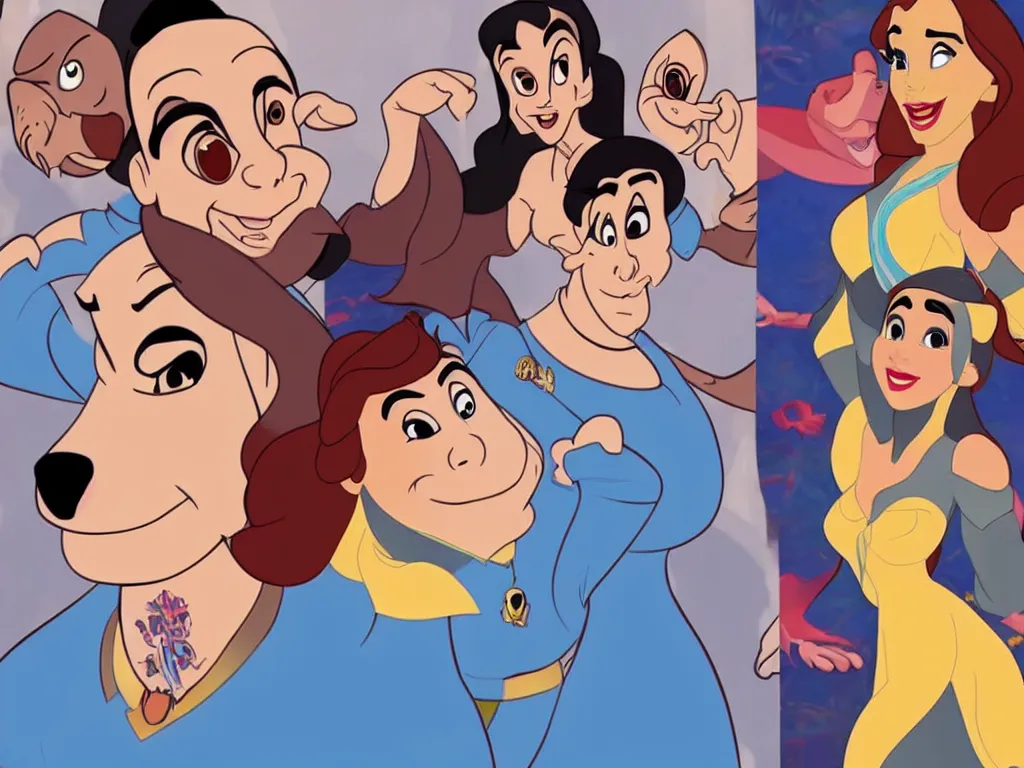 Image similar to Joe Rogan as a Disney princess in the style of Disney animation