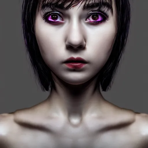 Image similar to prompt, bullet time slow mo, modelsociety, radiant skin, huge anime eyes, rtx on, perfect face, intricate, sony a 7 r iv, symmetric balance, polarizing filter, photolab, lightroom, 4 k, dolby vision, photography award