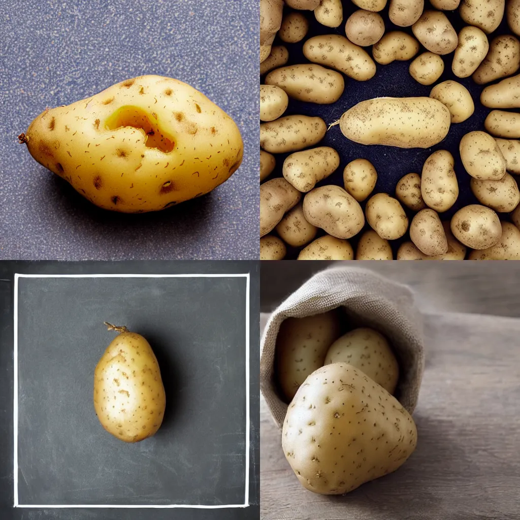 Prompt: a potato that’s smart