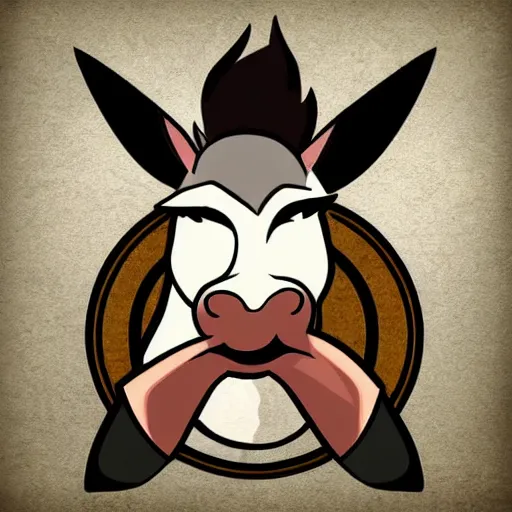 Prompt: angry donkey smoking a cigar logo, trending on artstation,