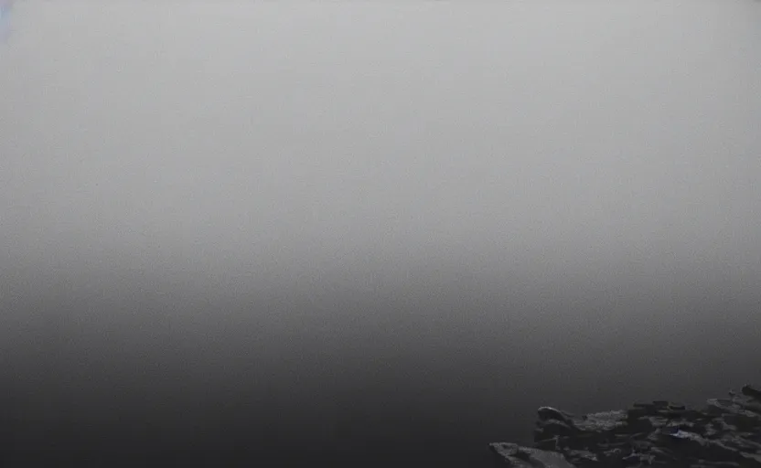 Image similar to low angle camera lens is just above the water surface of a lake, scene from a film directed by charlie kaufman ( 2 0 0 1 ), foggy volumetric light morning, extremely moody, cinematic, anamorphic lens wide angle