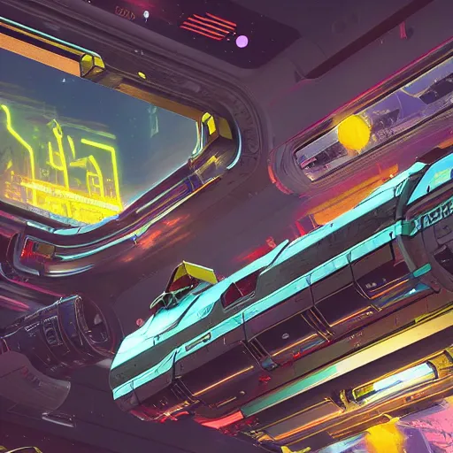 Prompt: space station from ending on cyberpunk 2 0 7 7, highly detailed, digital painting